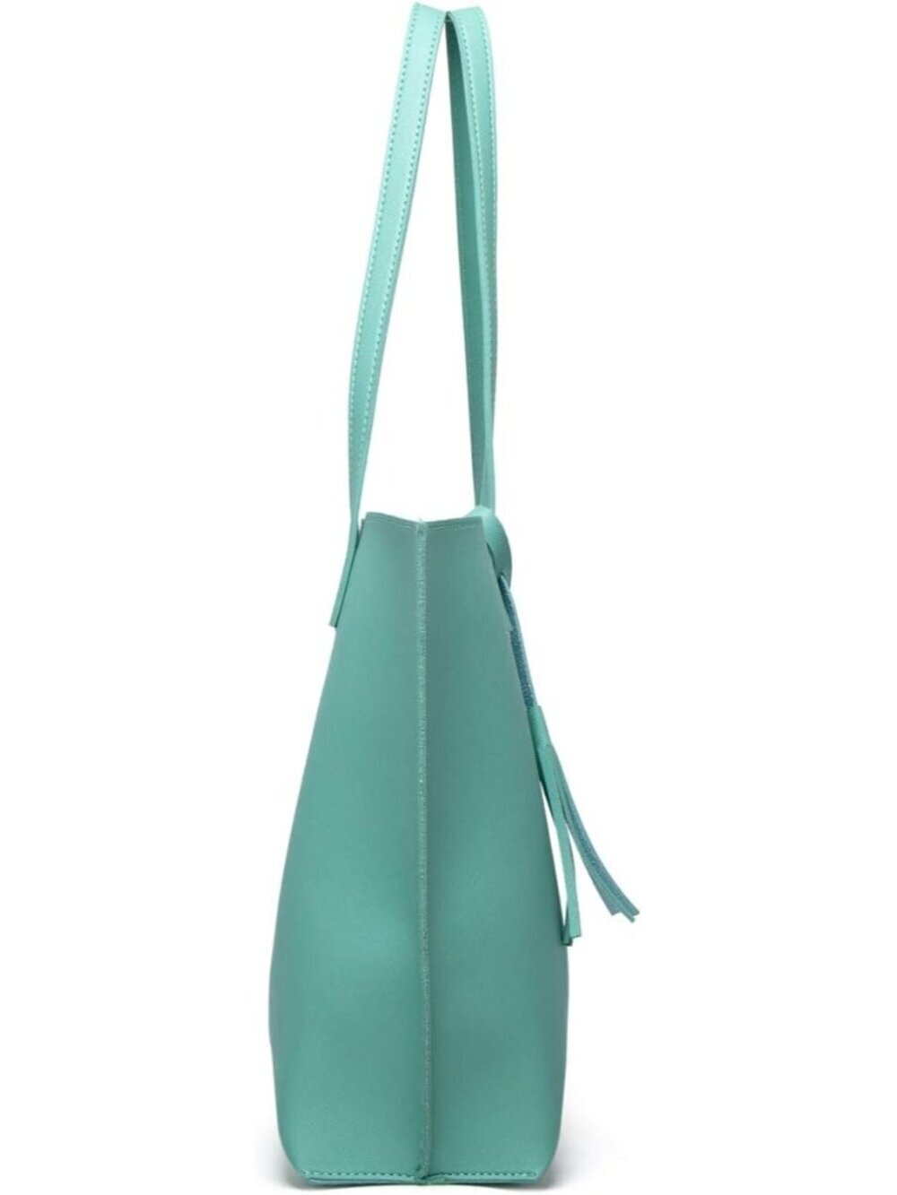 Women's Sea Green Soft Faux Leather Tassel Style Handbag Tote Shoulder Bag - Picture 4 of 6